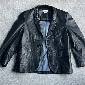 Zadig & Voltaire Classic Black Leather Blazer crinkle style super soft